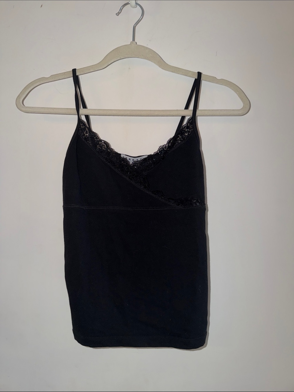 Vintage Y2K GAP Cami Top S Cotton Tank Black Sequined Lace Ballet Core Stretchy